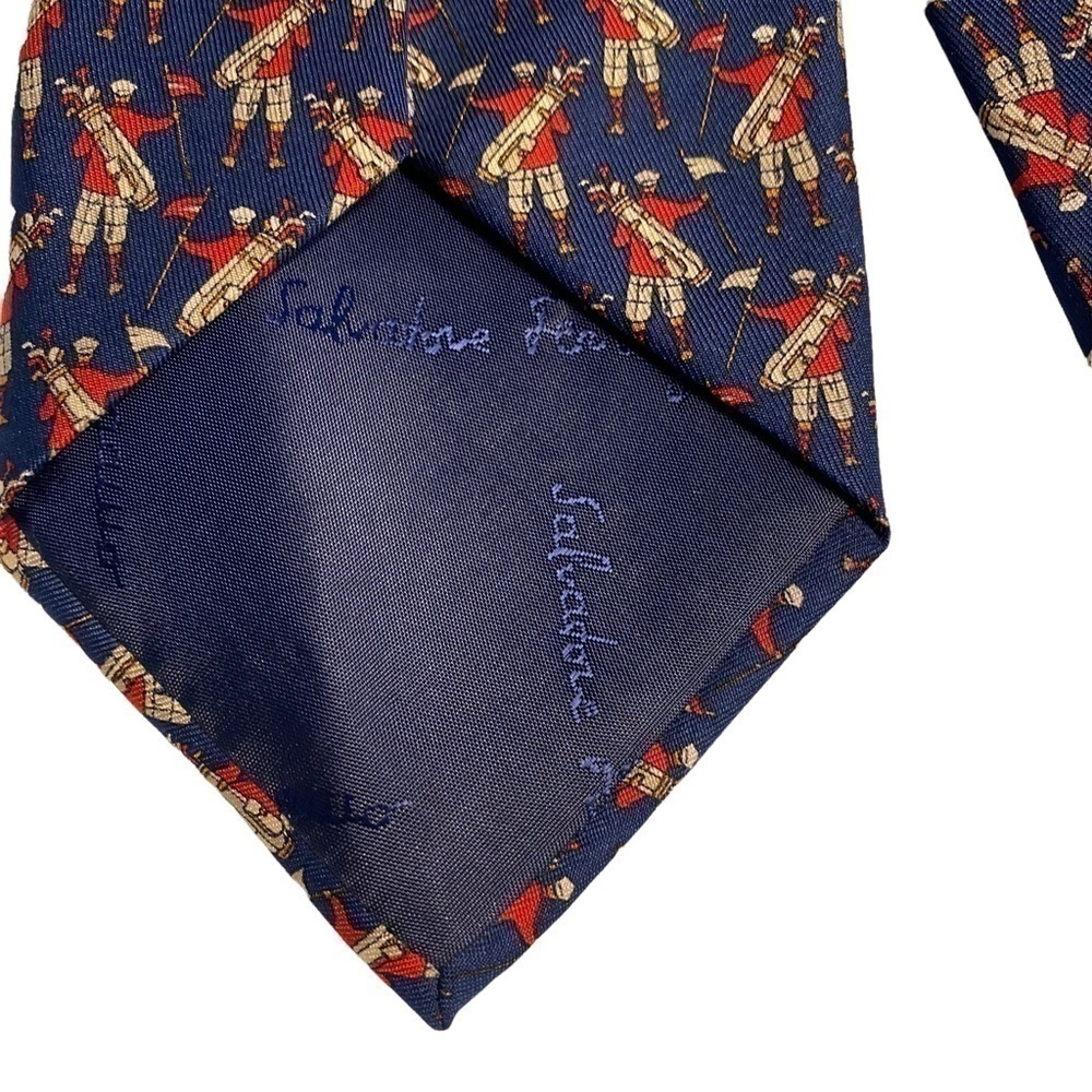 SALVATORE Ferragamo Silk Golf Tie - Picture 3 of 11